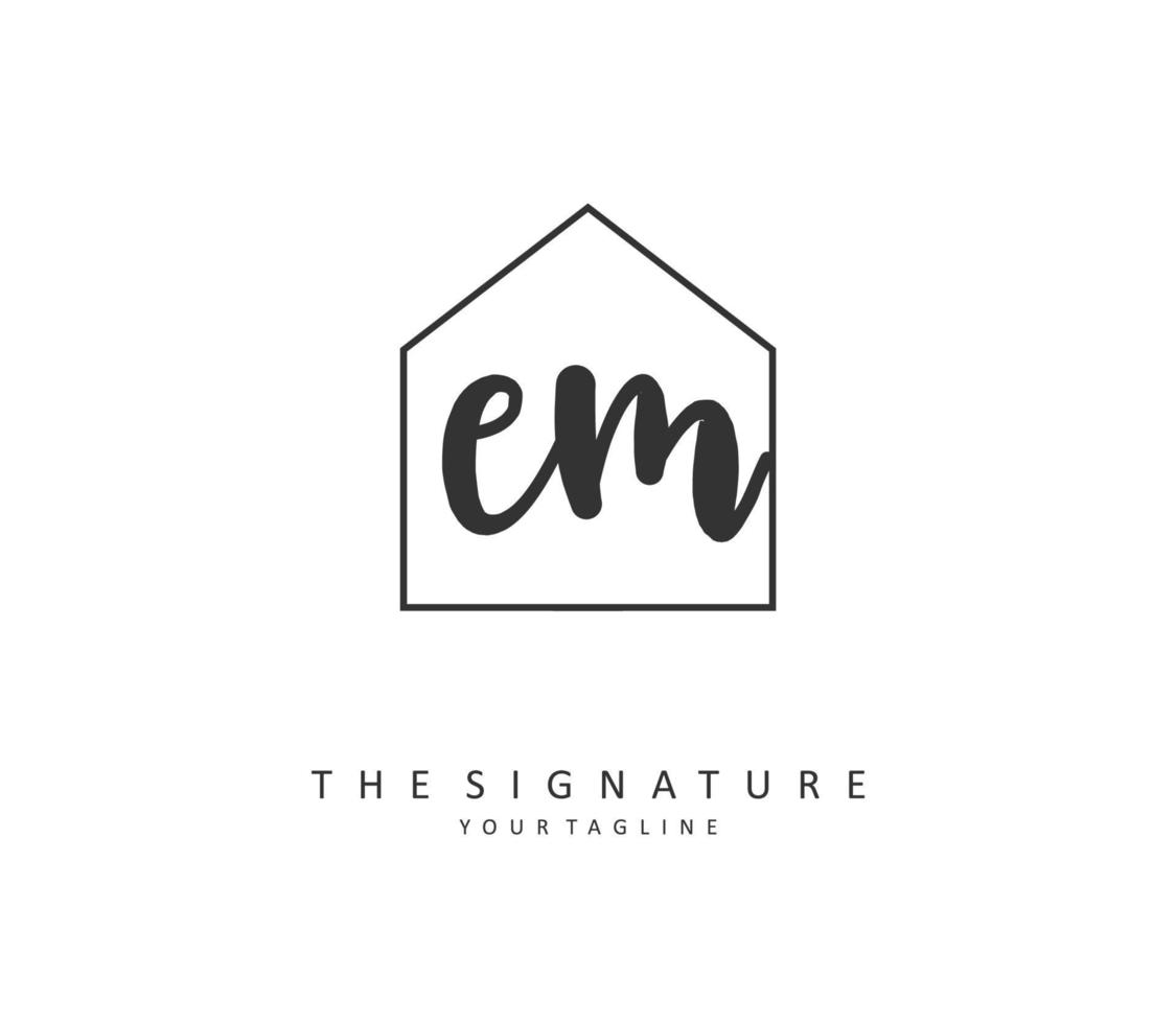 E M EM Initial letter handwriting and  signature logo. A concept handwriting initial logo with template element. vector