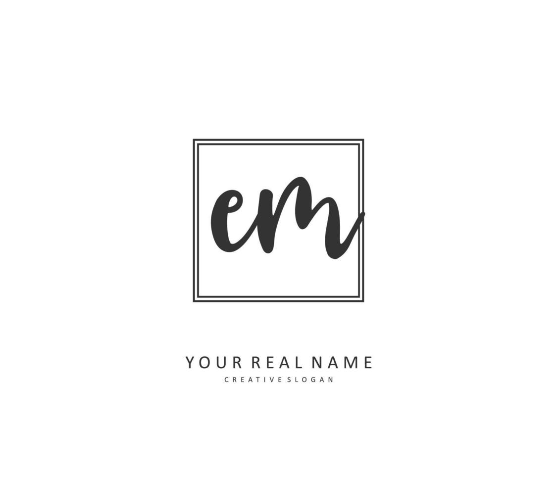 E M EM Initial letter handwriting and  signature logo. A concept handwriting initial logo with template element. vector