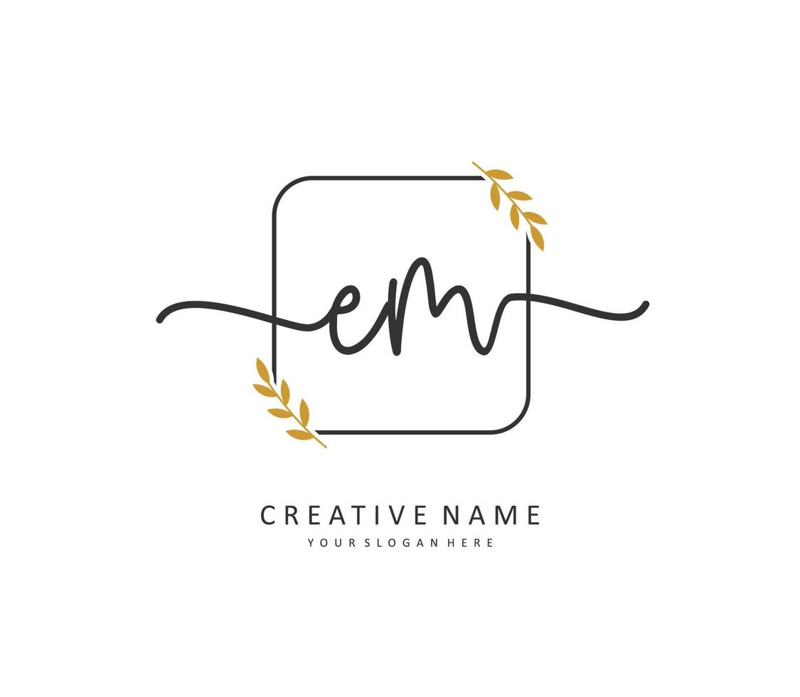 E M EM Initial letter handwriting and  signature logo. A concept handwriting initial logo with template element. vector