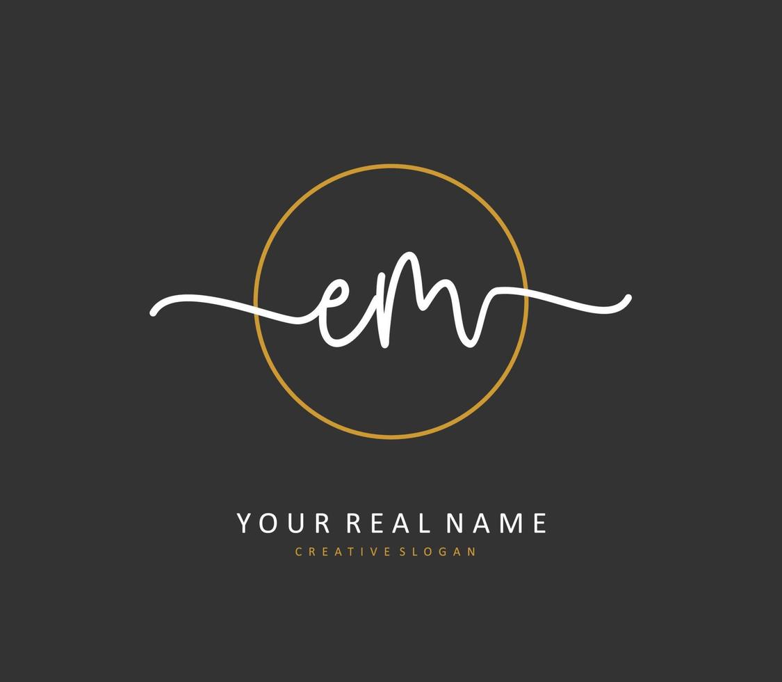 E M EM Initial letter handwriting and  signature logo. A concept handwriting initial logo with template element. vector