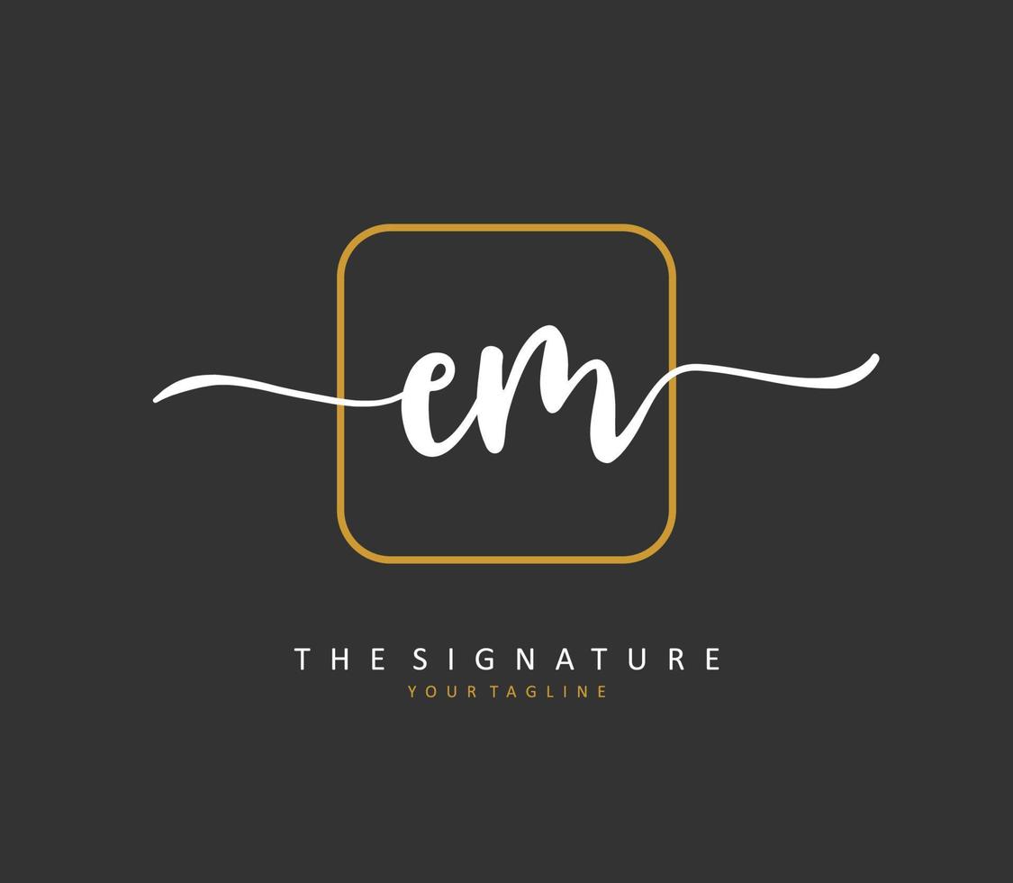 E M EM Initial letter handwriting and  signature logo. A concept handwriting initial logo with template element. vector