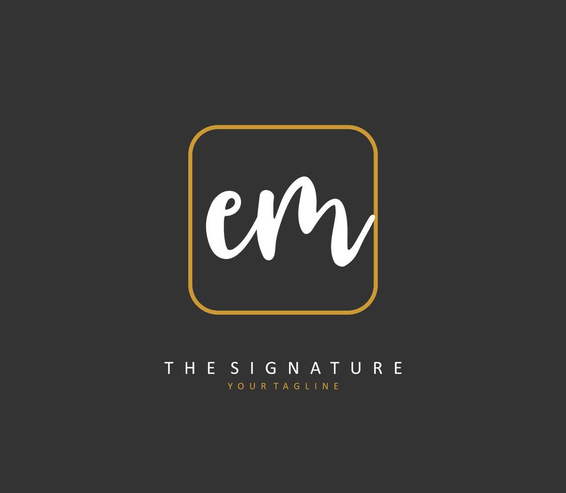 E M EM Initial letter handwriting and  signature logo. A concept handwriting initial logo with template element. vector