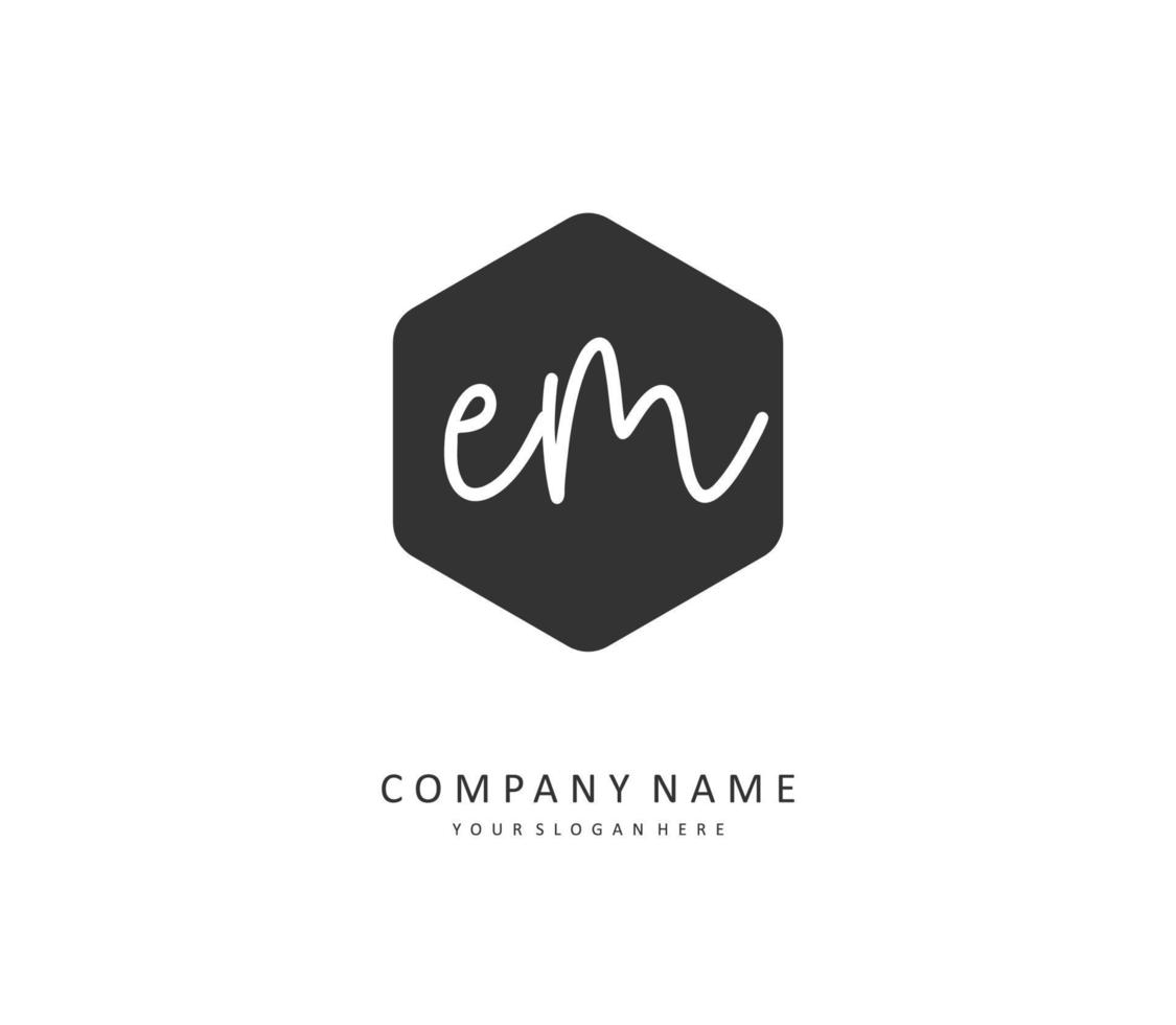 E M EM Initial letter handwriting and  signature logo. A concept handwriting initial logo with template element. vector