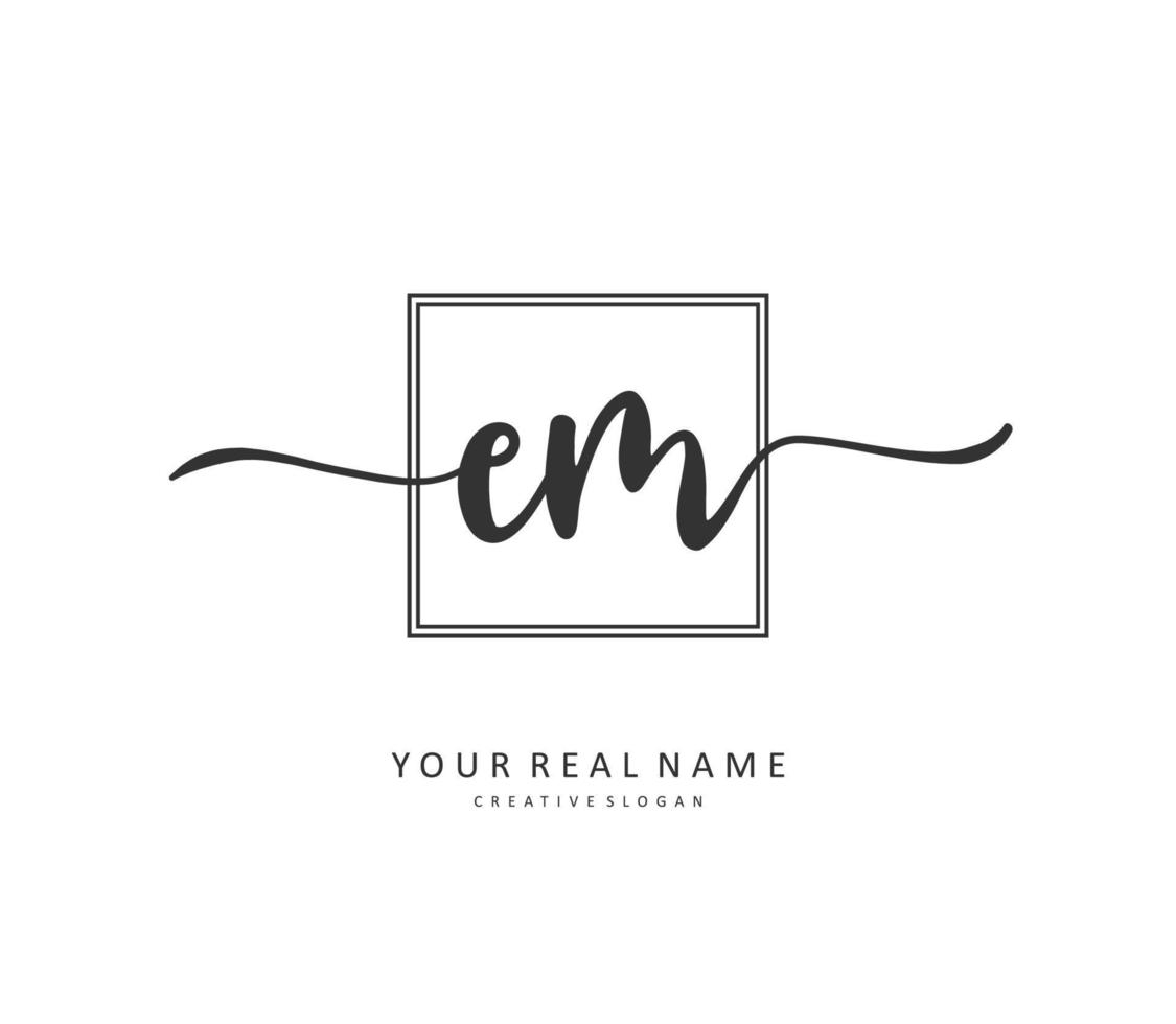 E M EM Initial letter handwriting and  signature logo. A concept handwriting initial logo with template element. vector