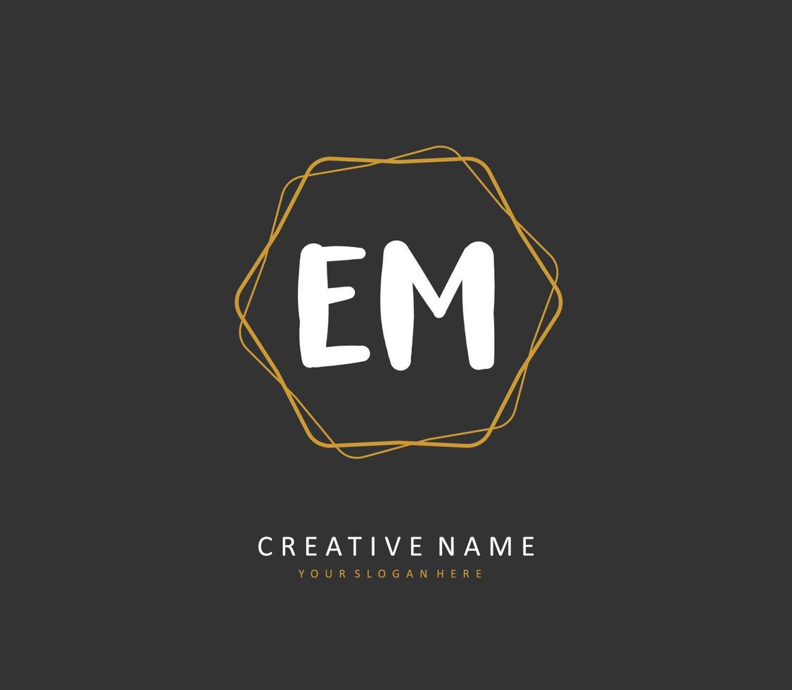 E M EM Initial letter handwriting and  signature logo. A concept handwriting initial logo with template element. vector