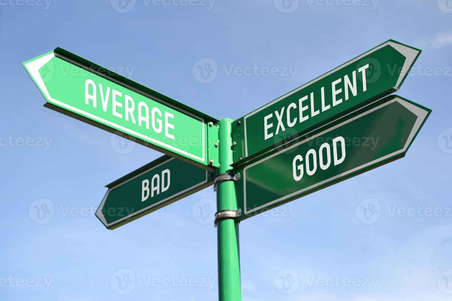 Good, Average, Excellent, Bad - Signpost With Four Arrows photo