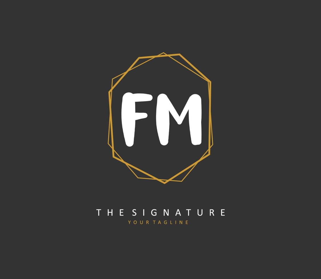 F M FM Initial letter handwriting and  signature logo. A concept handwriting initial logo with template element. vector