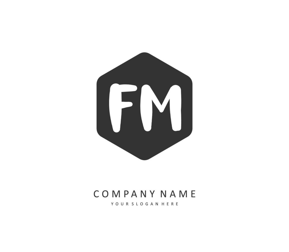 F M FM Initial letter handwriting and  signature logo. A concept handwriting initial logo with template element. vector