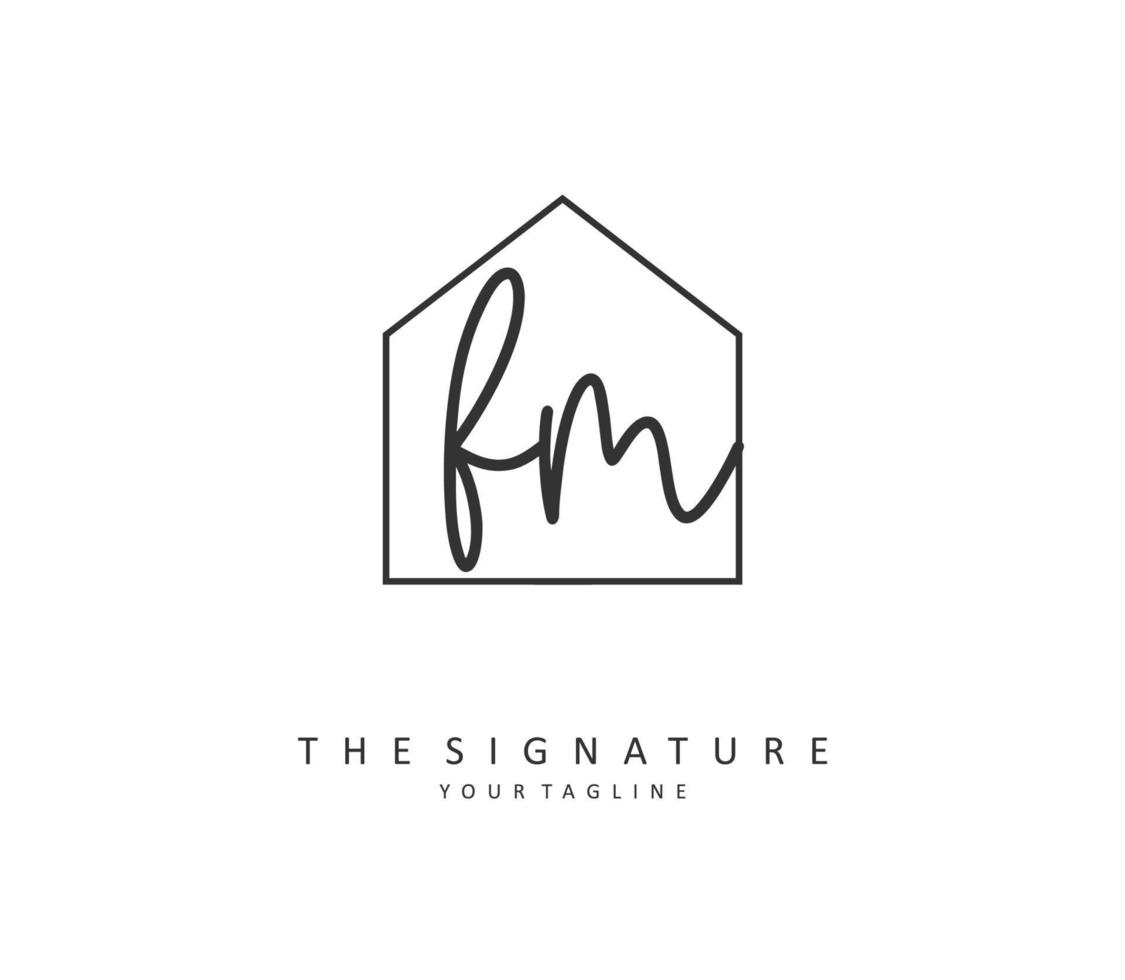 F M FM Initial letter handwriting and  signature logo. A concept handwriting initial logo with template element. vector