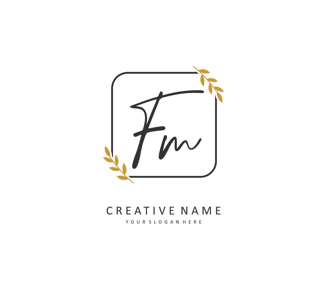 F M FM Initial letter handwriting and  signature logo. A concept handwriting initial logo with template element. vector