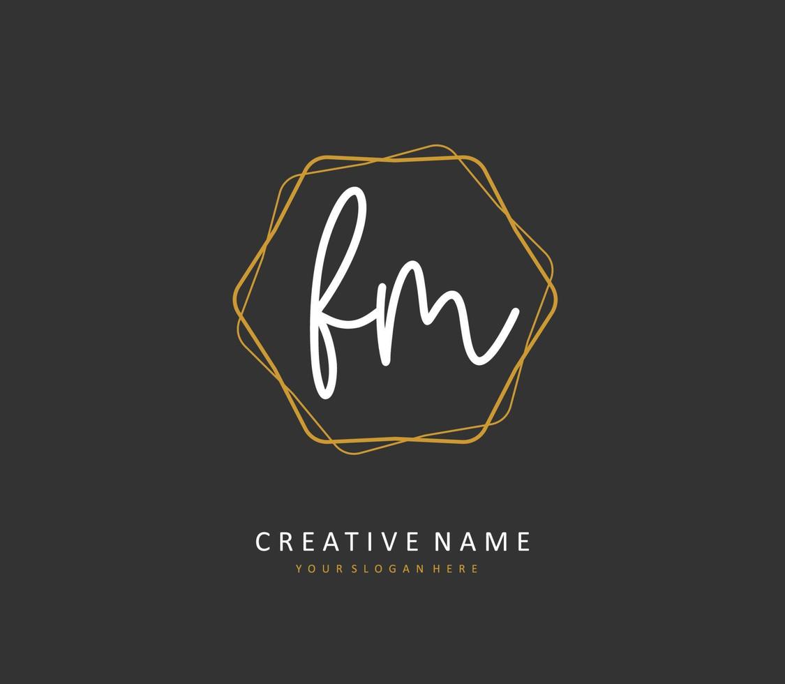 F M FM Initial letter handwriting and  signature logo. A concept handwriting initial logo with template element. vector