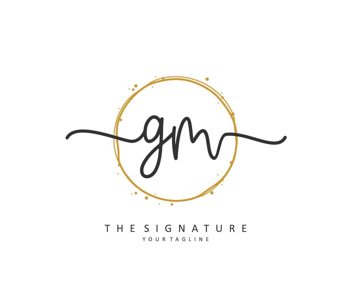 G M GM Initial letter handwriting and  signature logo. A concept handwriting initial logo with template element. vector