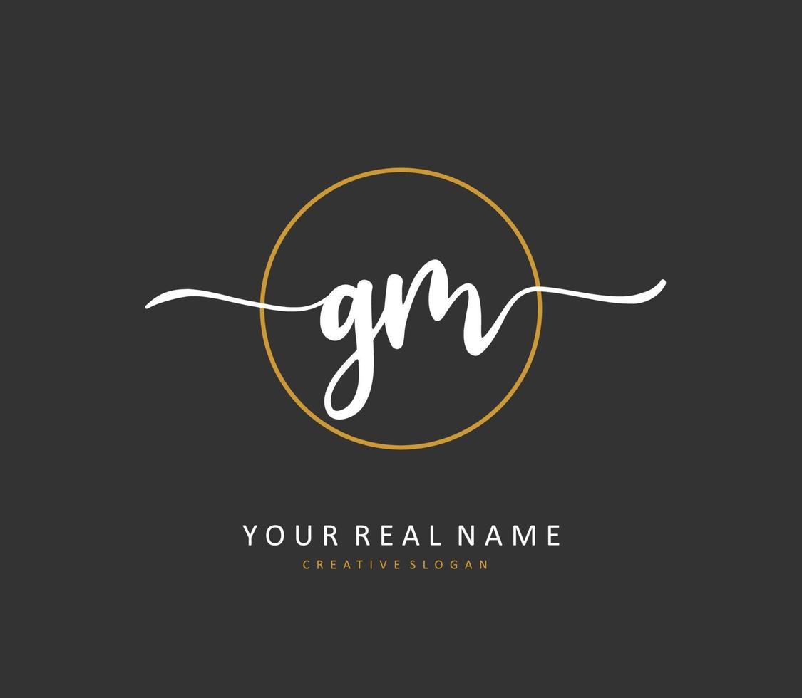 G M GM Initial letter handwriting and  signature logo. A concept handwriting initial logo with template element. vector