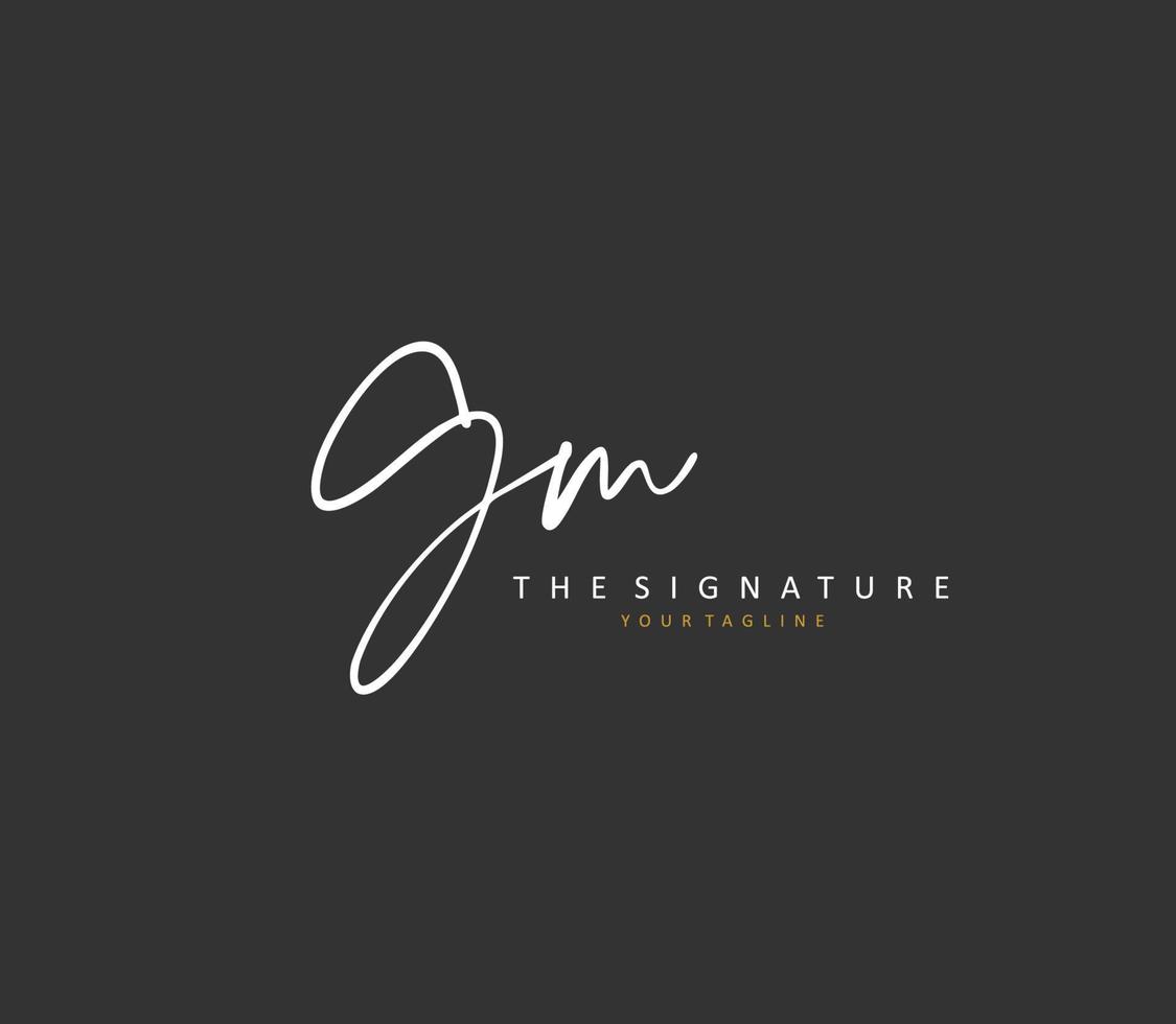 G M GM Initial letter handwriting and  signature logo. A concept handwriting initial logo with template element. vector