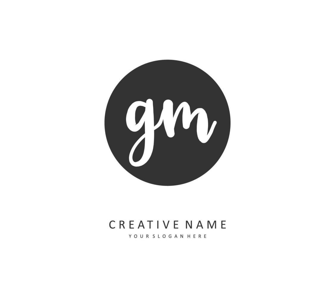 G M GM Initial letter handwriting and  signature logo. A concept handwriting initial logo with template element. vector