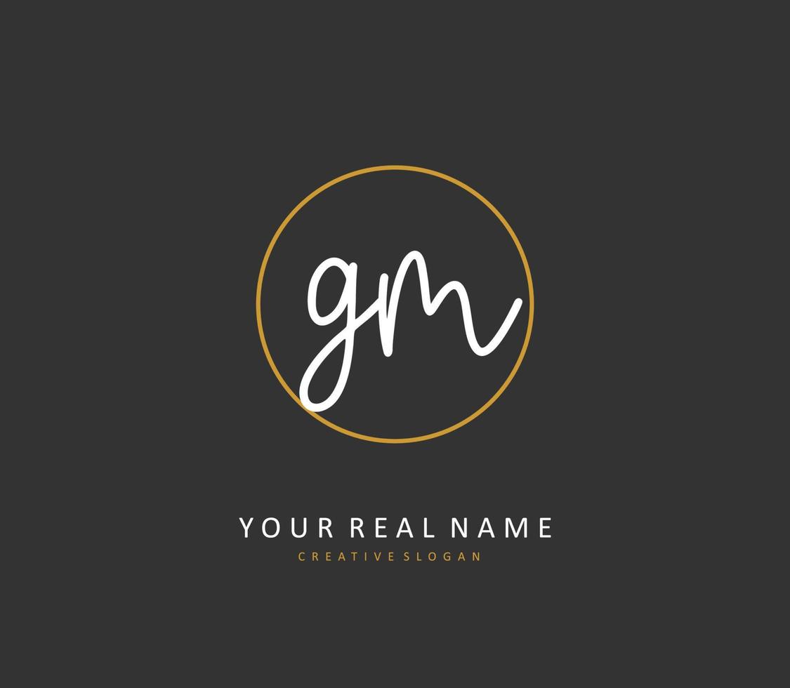 G M GM Initial letter handwriting and  signature logo. A concept handwriting initial logo with template element. vector