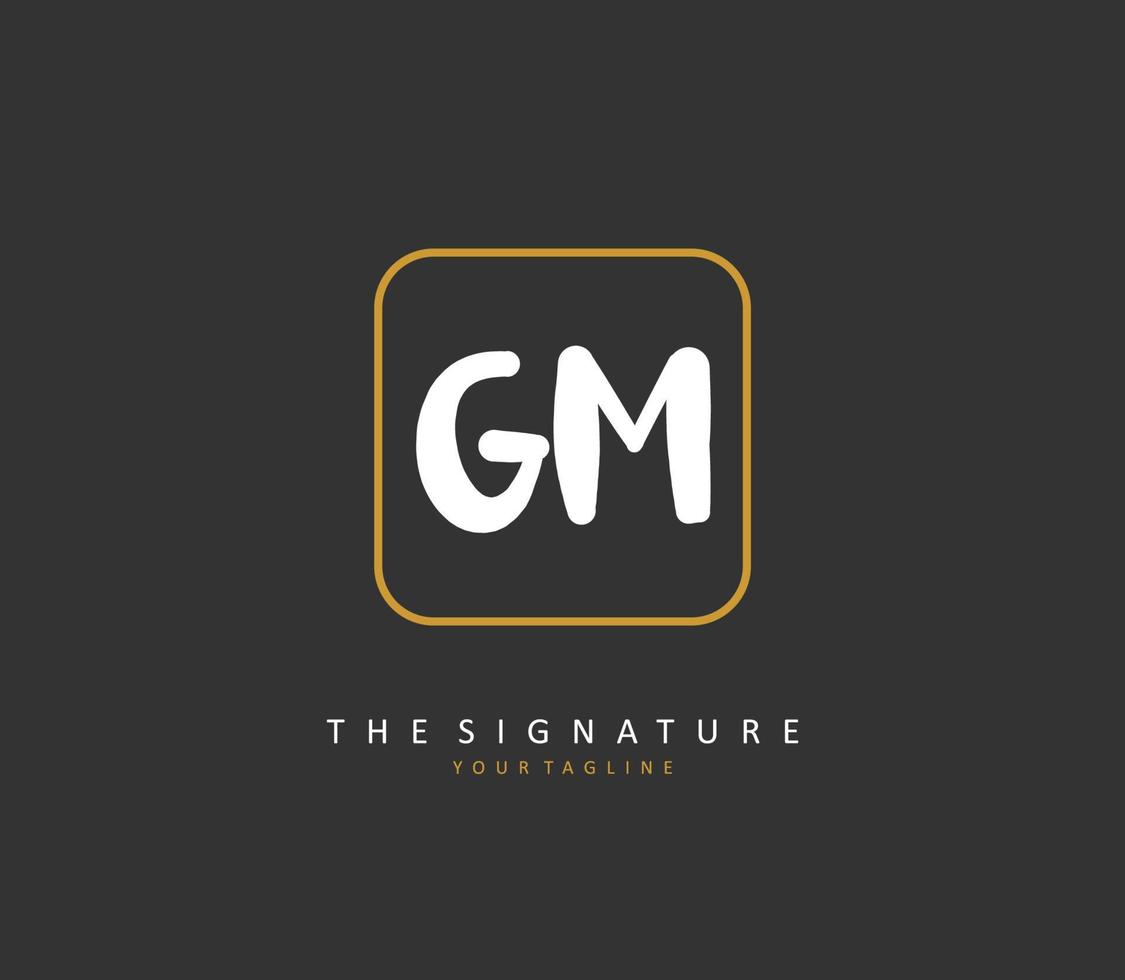 G M GM Initial letter handwriting and  signature logo. A concept handwriting initial logo with template element. vector