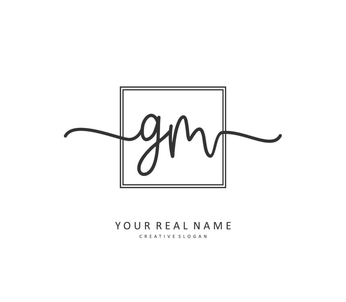 G M GM Initial letter handwriting and  signature logo. A concept handwriting initial logo with template element. vector