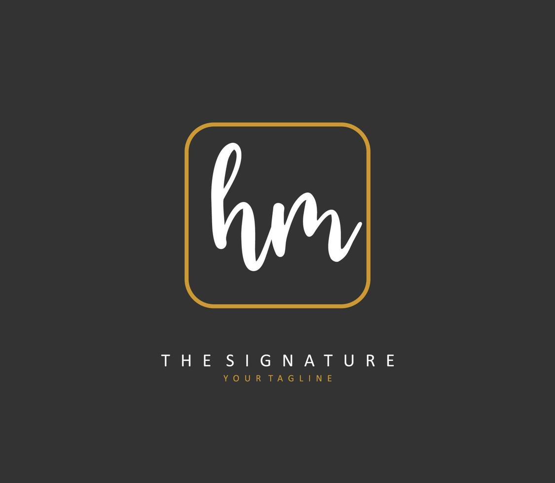 H M HM Initial letter handwriting and  signature logo. A concept handwriting initial logo with template element. vector