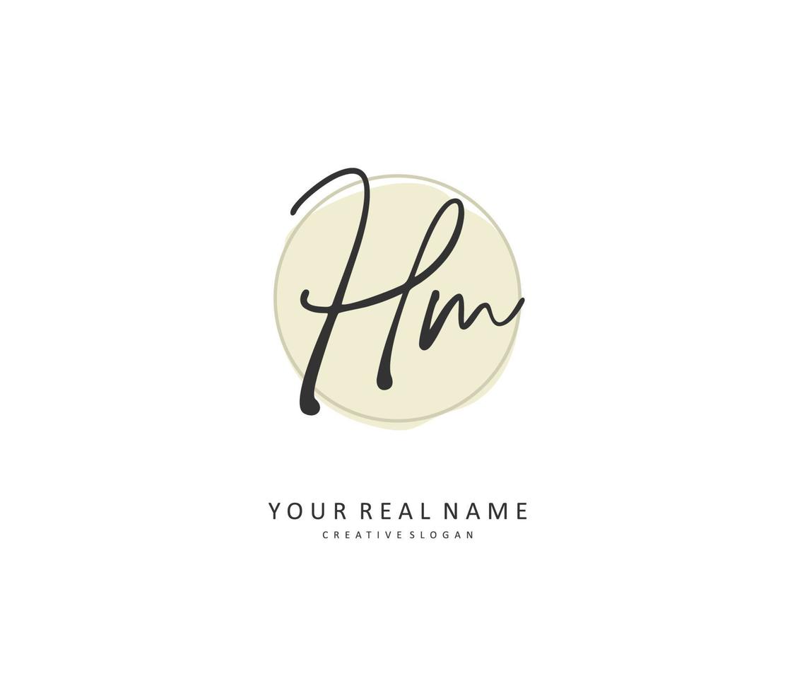 H M HM Initial letter handwriting and  signature logo. A concept handwriting initial logo with template element. vector