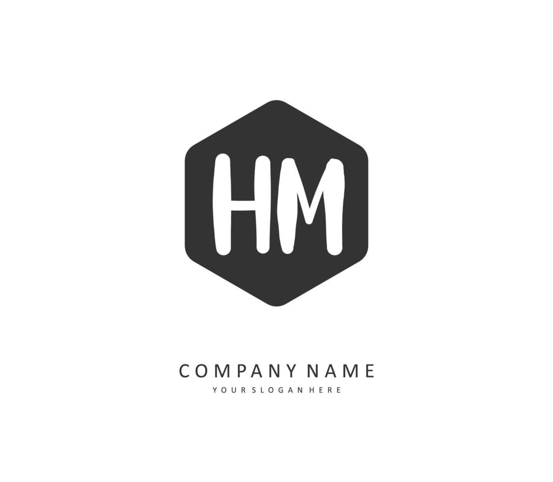 H M HM Initial letter handwriting and  signature logo. A concept handwriting initial logo with template element. vector