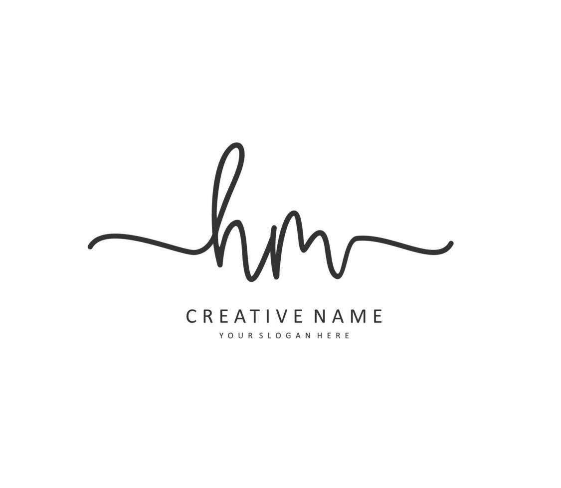 H M HM Initial letter handwriting and  signature logo. A concept handwriting initial logo with template element. vector