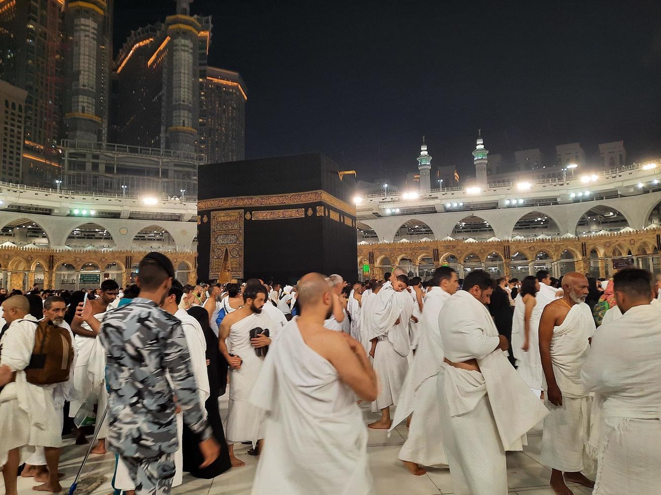 Mecca, Saudi Arabia, March 2023 - During the month of Ramadan, pilgrims from all over the world perform Tawaf around the Kabah at the Masjid al-Haram in Mecca.. photo