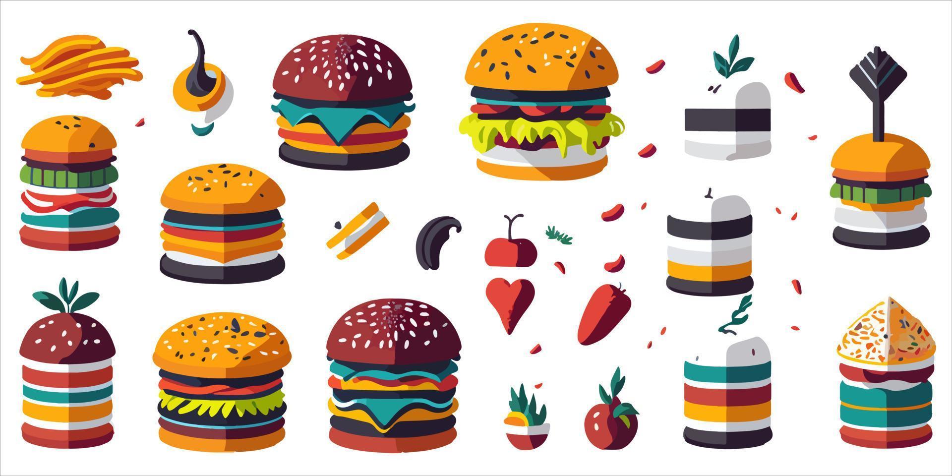 Vector Set of Classic Hamburger Ingredients