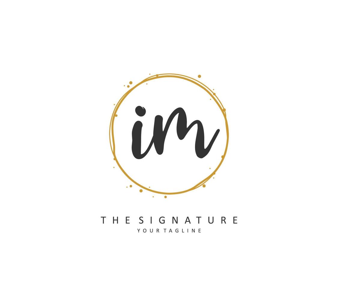 I M IM Initial letter handwriting and  signature logo. A concept handwriting initial logo with template element. vector