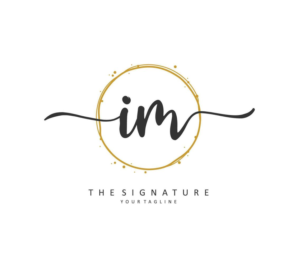 I M IM Initial letter handwriting and  signature logo. A concept handwriting initial logo with template element. vector