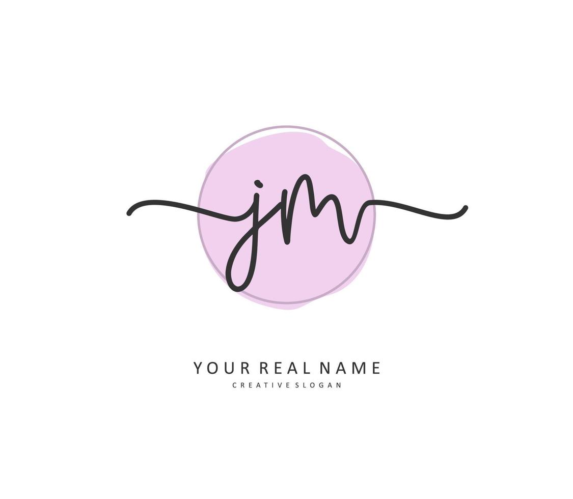 J M JM Initial letter handwriting and  signature logo. A concept handwriting initial logo with template element. vector