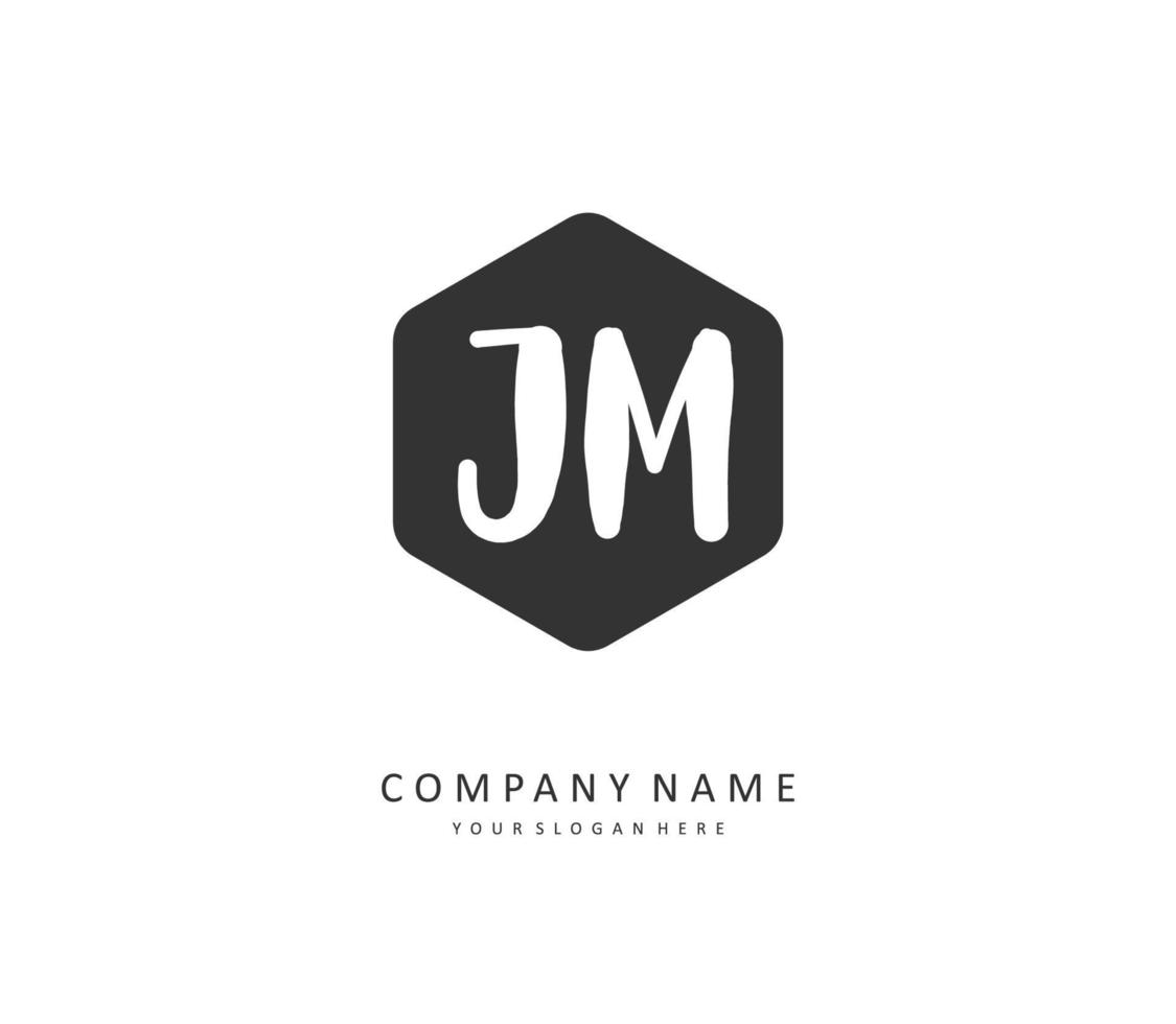 J M JM Initial letter handwriting and  signature logo. A concept handwriting initial logo with template element. vector