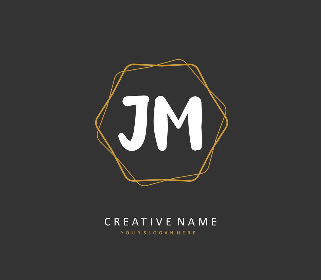 J M JM Initial letter handwriting and  signature logo. A concept handwriting initial logo with template element. vector