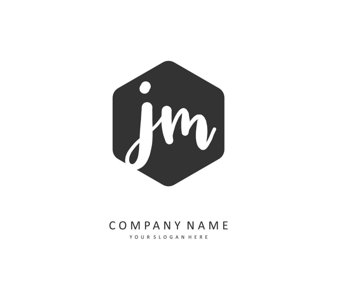 J M JM Initial letter handwriting and  signature logo. A concept handwriting initial logo with template element. vector