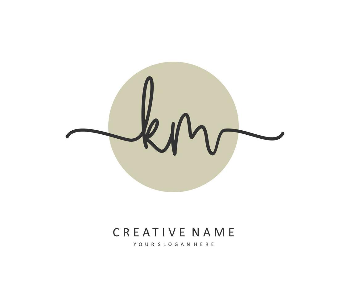 K M KM Initial letter handwriting and  signature logo. A concept handwriting initial logo with template element. vector