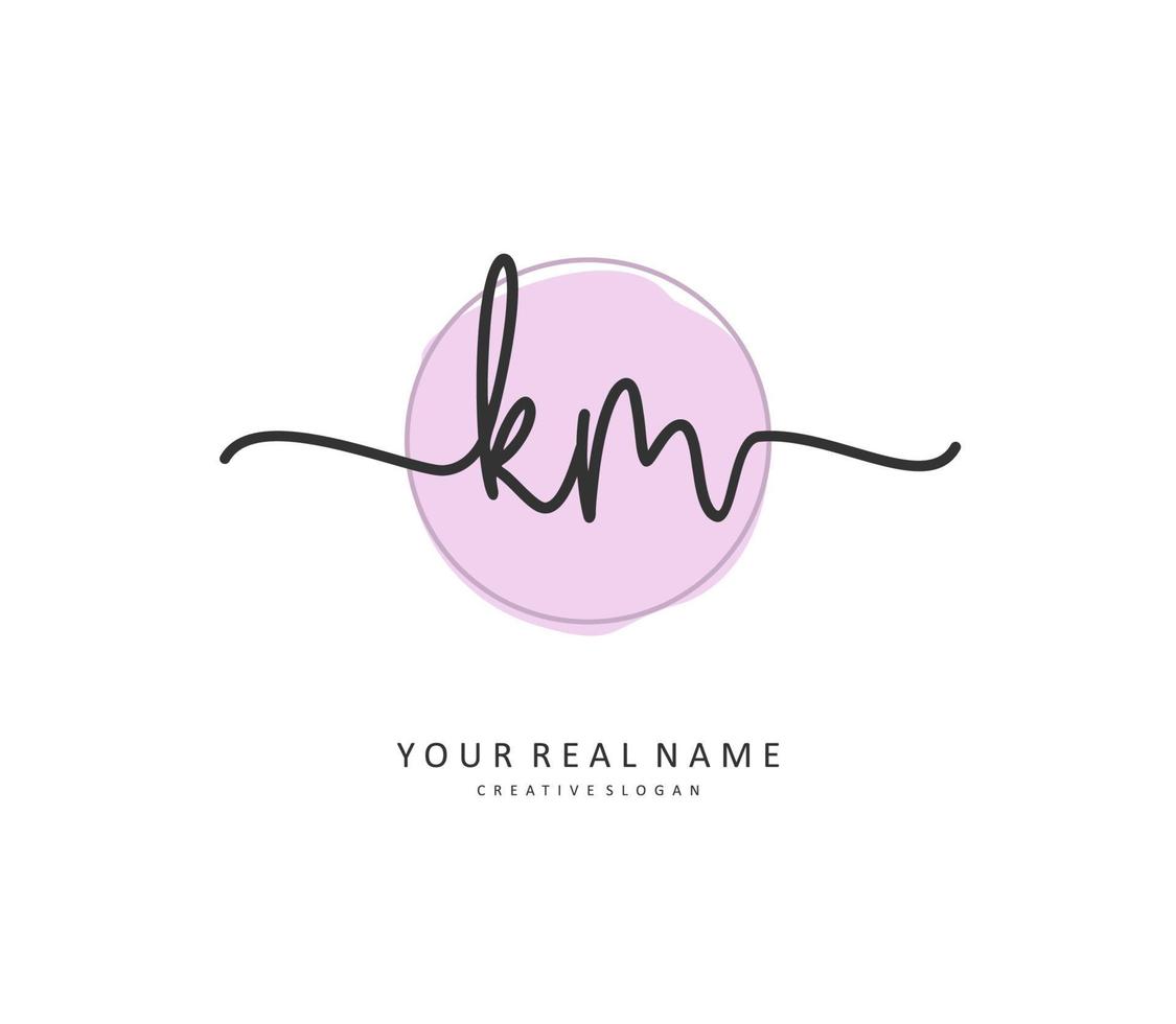 K M KM Initial letter handwriting and  signature logo. A concept handwriting initial logo with template element. vector
