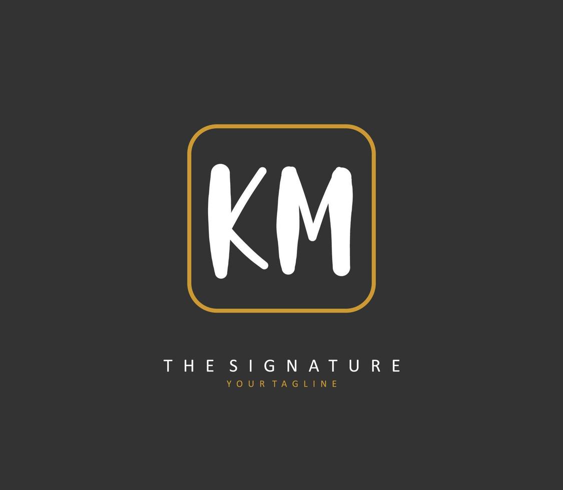 K M KM Initial letter handwriting and  signature logo. A concept handwriting initial logo with template element. vector