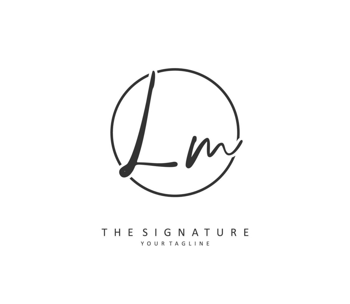 L M LM Initial letter handwriting and  signature logo. A concept handwriting initial logo with template element. vector