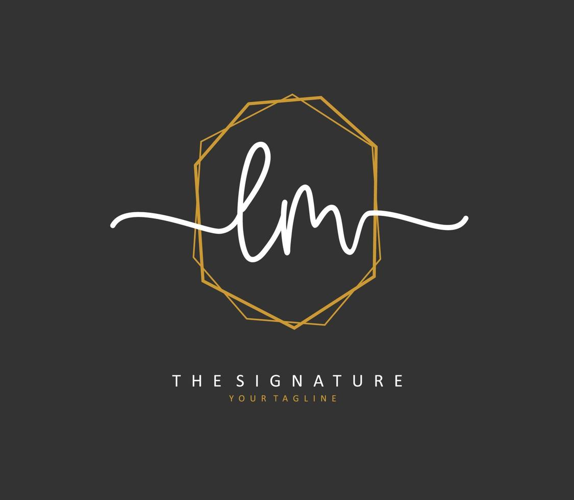 L M LM Initial letter handwriting and  signature logo. A concept handwriting initial logo with template element. vector
