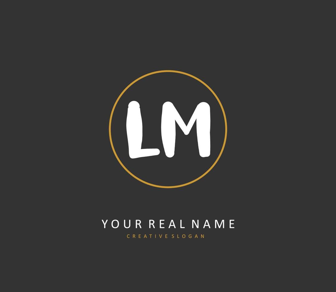 L M LM Initial letter handwriting and  signature logo. A concept handwriting initial logo with template element. vector