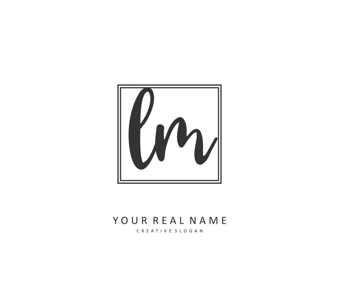 L M LM Initial letter handwriting and  signature logo. A concept handwriting initial logo with template element. vector
