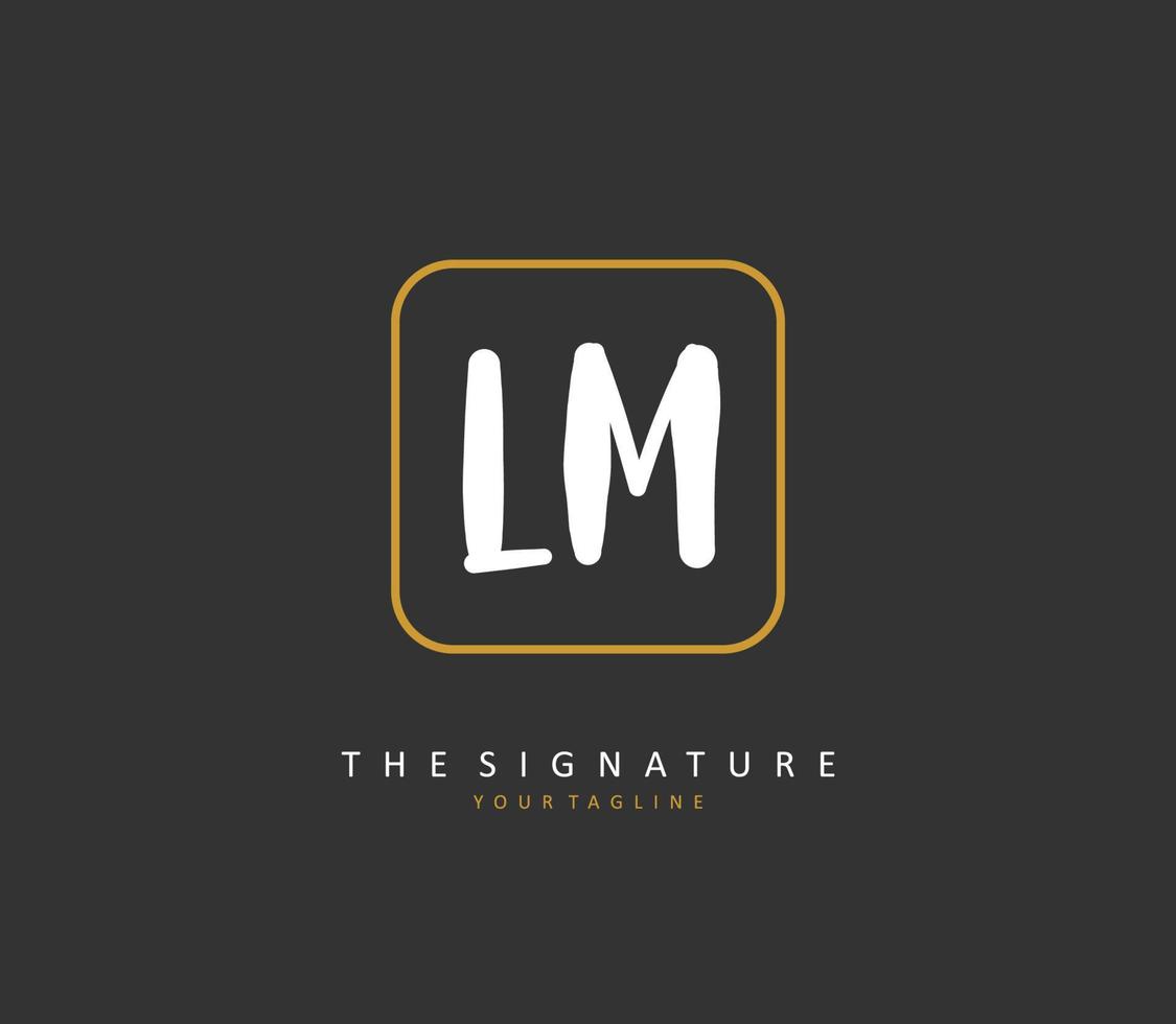 L M LM Initial letter handwriting and  signature logo. A concept handwriting initial logo with template element. vector