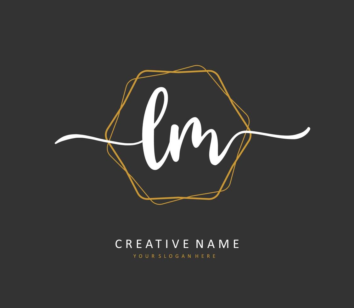 L M LM Initial letter handwriting and  signature logo. A concept handwriting initial logo with template element. vector