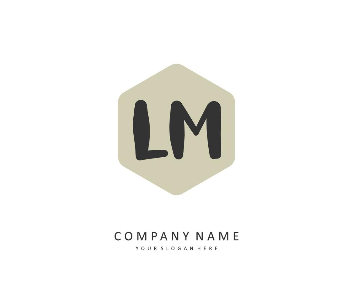 L M LM Initial letter handwriting and  signature logo. A concept handwriting initial logo with template element. vector