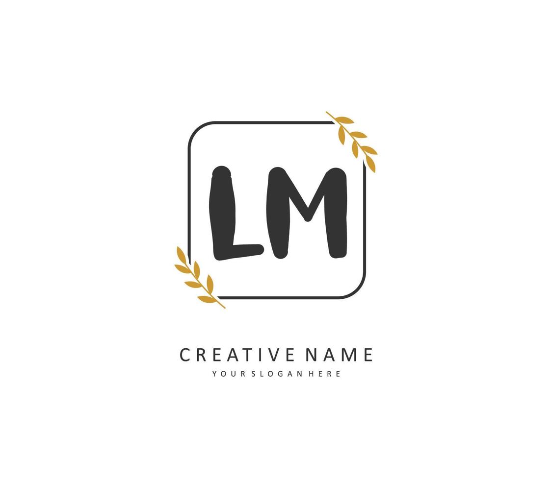 L M LM Initial letter handwriting and  signature logo. A concept handwriting initial logo with template element. vector
