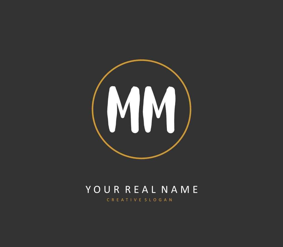 M MM Initial letter handwriting and  signature logo. A concept handwriting initial logo with template element. vector