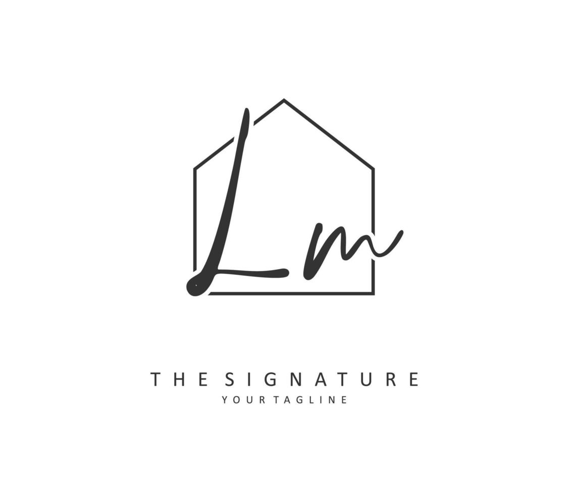 L M LM Initial letter handwriting and  signature logo. A concept handwriting initial logo with template element. vector