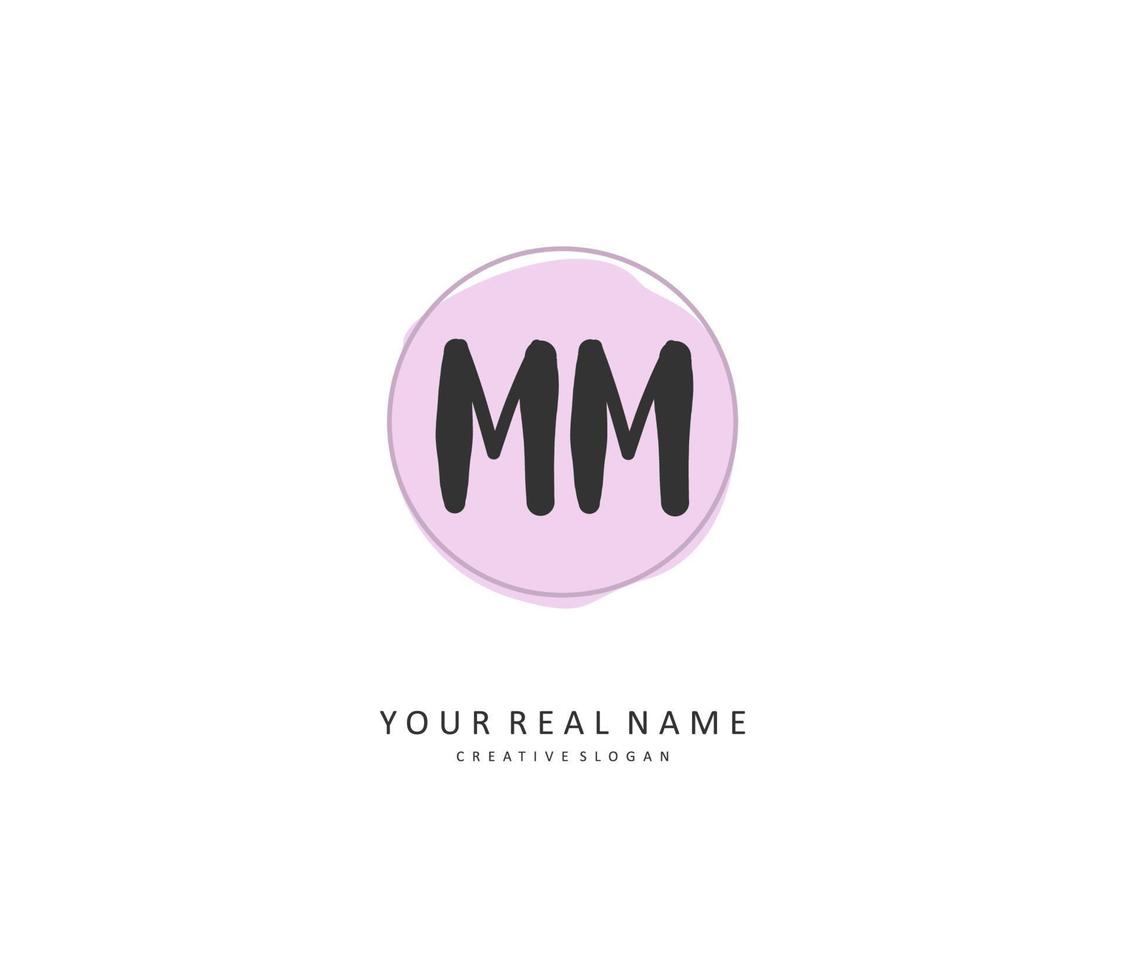 M MM Initial letter handwriting and  signature logo. A concept handwriting initial logo with template element. vector