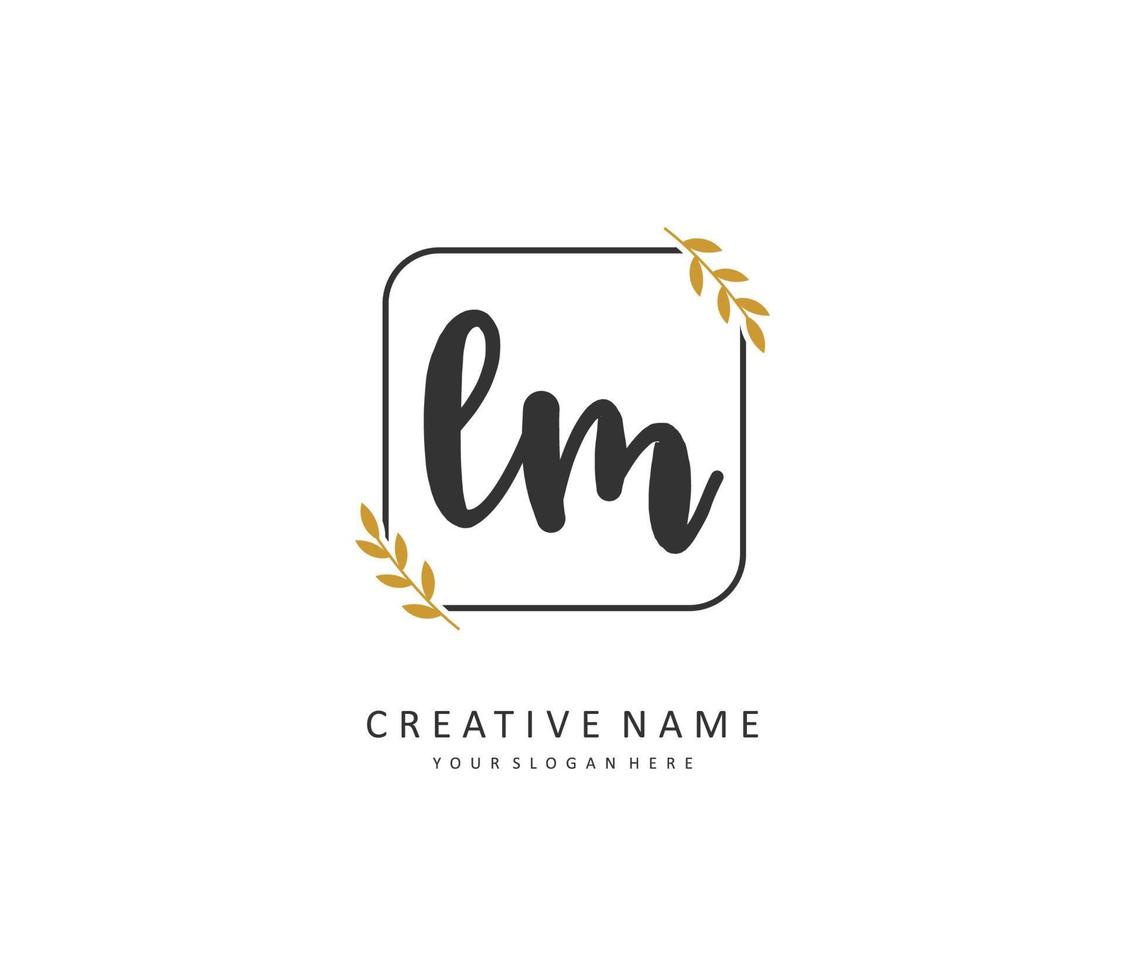 L M LM Initial letter handwriting and  signature logo. A concept handwriting initial logo with template element. vector