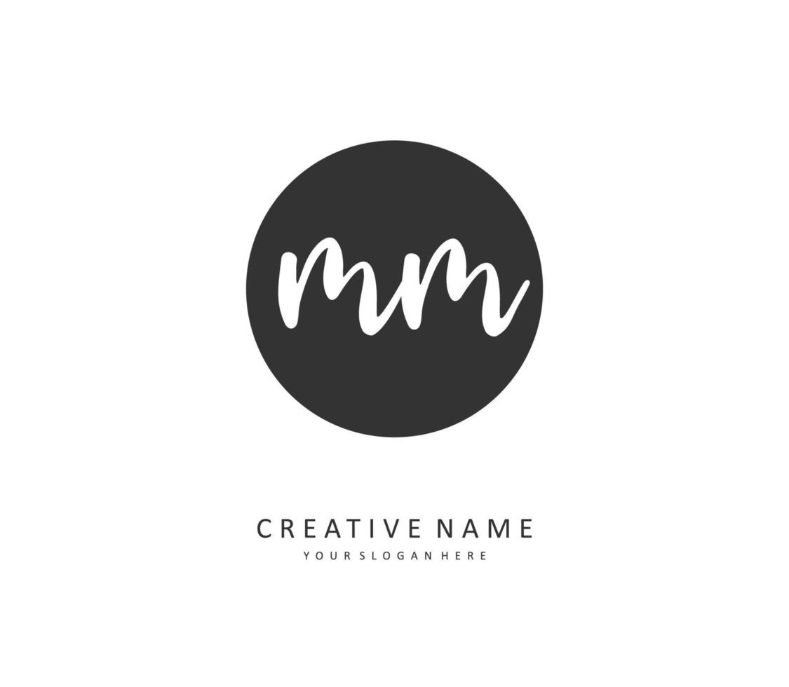 M MM Initial letter handwriting and  signature logo. A concept handwriting initial logo with template element. vector